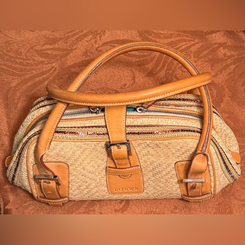 Loewe 2-way Raffia/Sequin Bag, Neutral